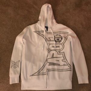 Men’s large white TapOut zip up hoodie